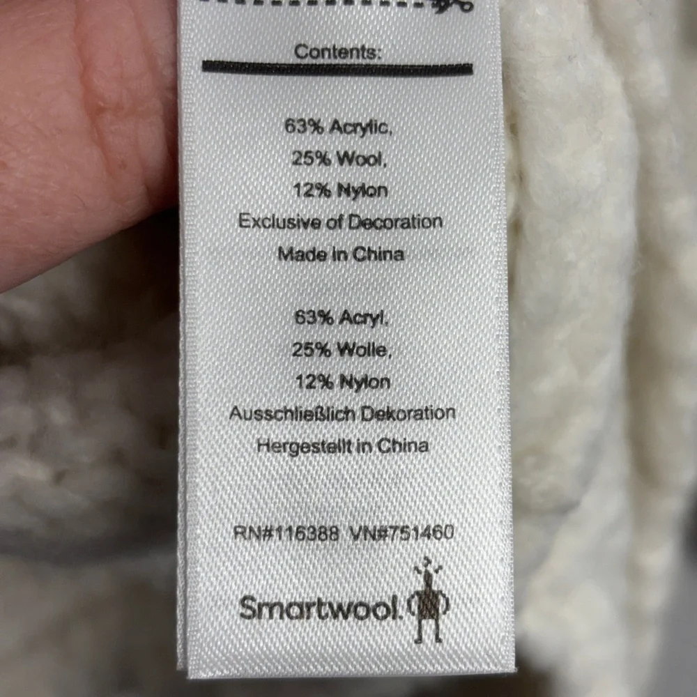 Smartwool Cable Knit Cream‎ Sweater Funnel Cowl Neck Tunic M